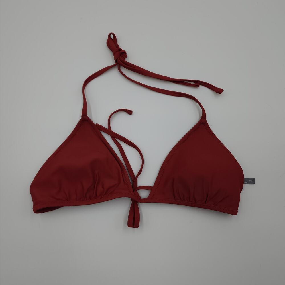 Aerie Triangle String Bikini Halter Swim Top in Red Size S